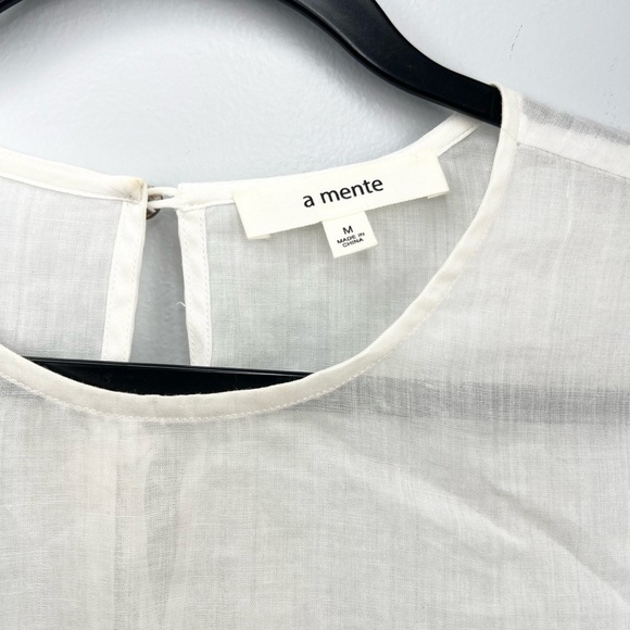A Mente Size M • White Linen Oversized Long Sleeve Blouse Top. - Picture 3 of 5